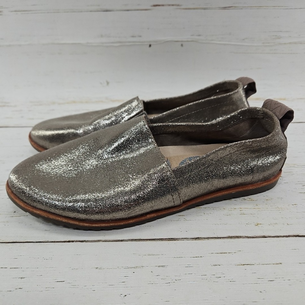 Sorel Ella Womens 7.5 Ash Brown Metallic‎ Elastic Slip On Ballet Flat NL3543-240